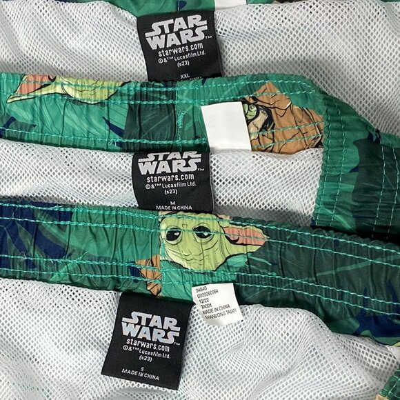 Star Wars Yoda Character Swim Trunks Board Shorts 18" Leafy Green NWT - Picture 12 of 13